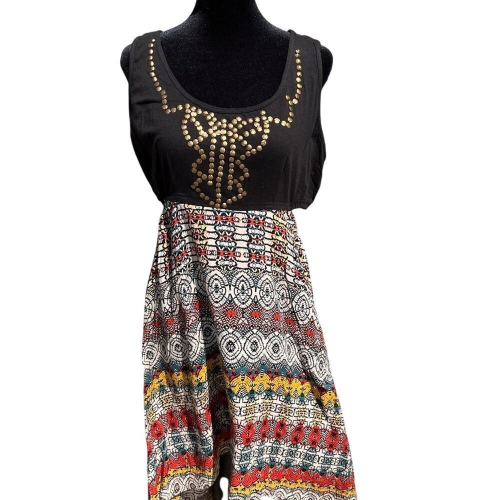 ANGIE, women's dress size M, black on top with, skirt multicolor.  NWT - Picture 3 of 8